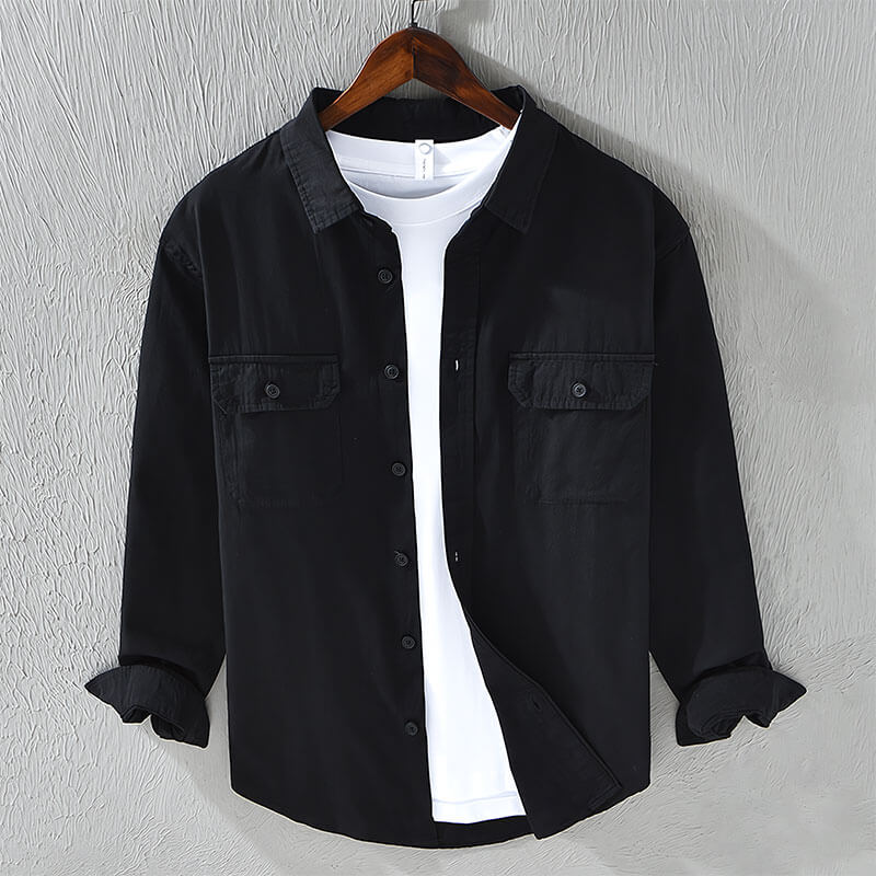 Men’s Casual Long-Sleeve Cotton Shirt with Artisan Japanese Craftsmanship and Premium Soft Fabric