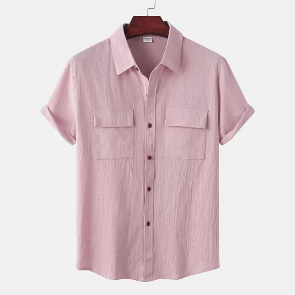 Men's Breathable Cotton Linen Blend Summer Shirt Lightweight Moisture-Wicking
