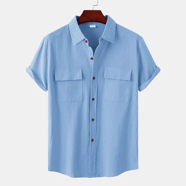 Men's Breathable Cotton Linen Blend Summer Shirt Lightweight Moisture-Wicking