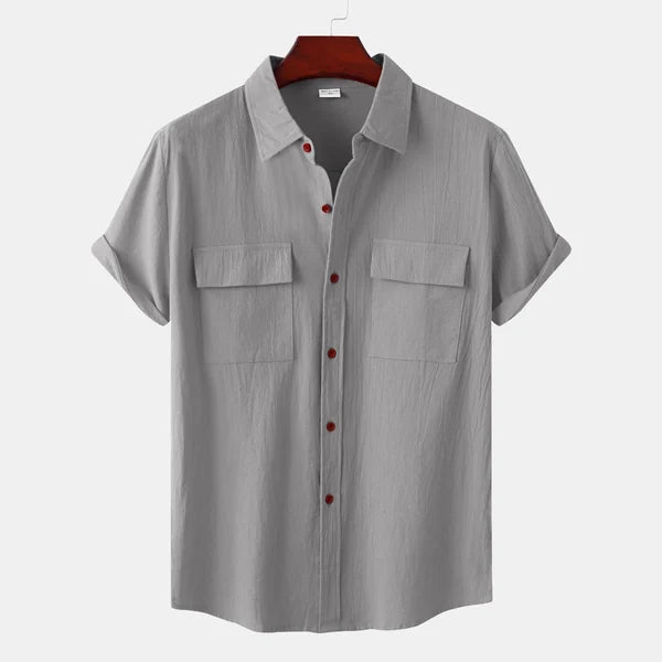 Men's Breathable Cotton Linen Blend Summer Shirt Lightweight Moisture-Wicking