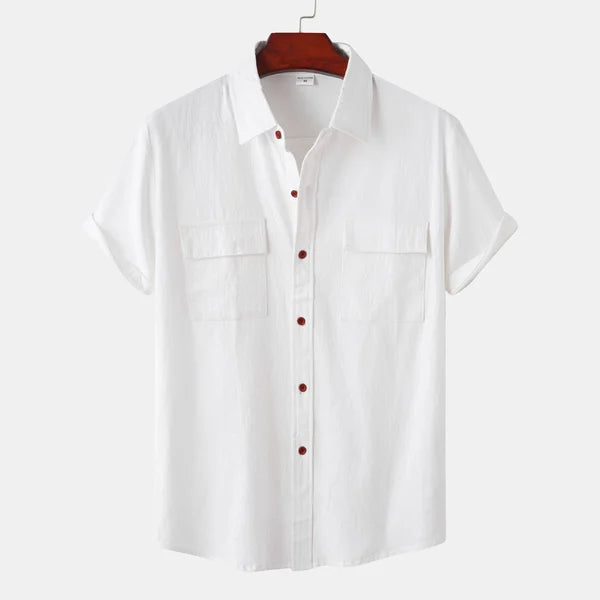 Men's Breathable Cotton Linen Blend Summer Shirt Lightweight Moisture-Wicking