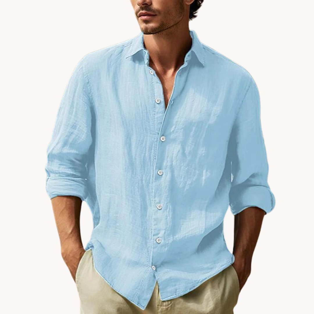 Men's Long Sleeve Breathable Button-Front Dress Shirt