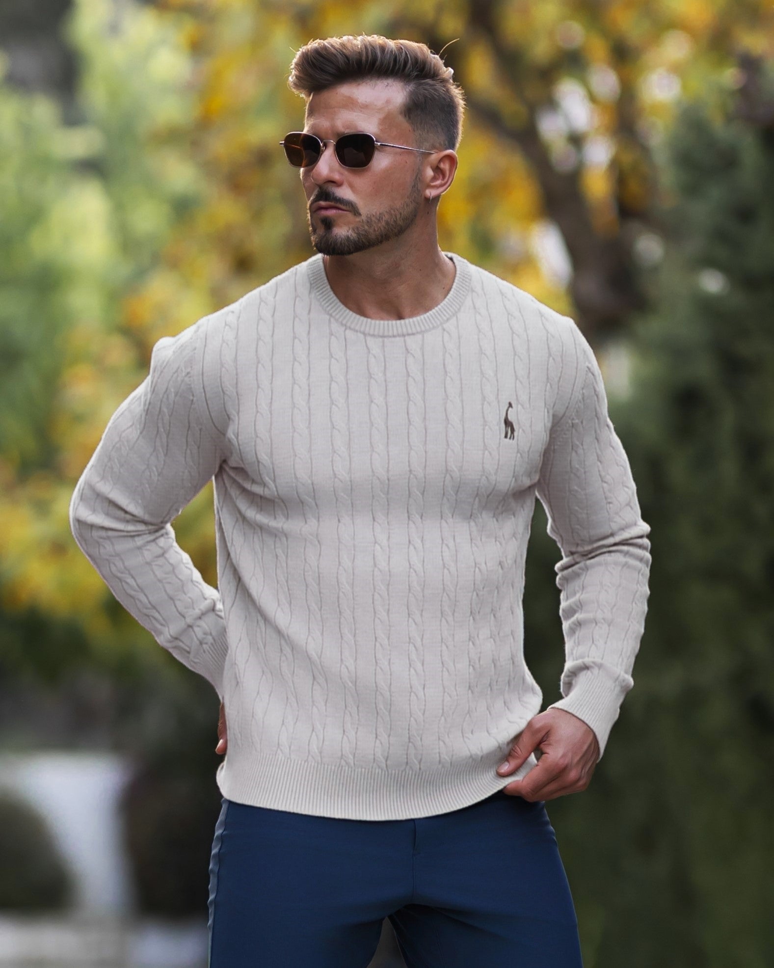 Men's Breathable Warm Cable Knit Sweater Casual Knitwear