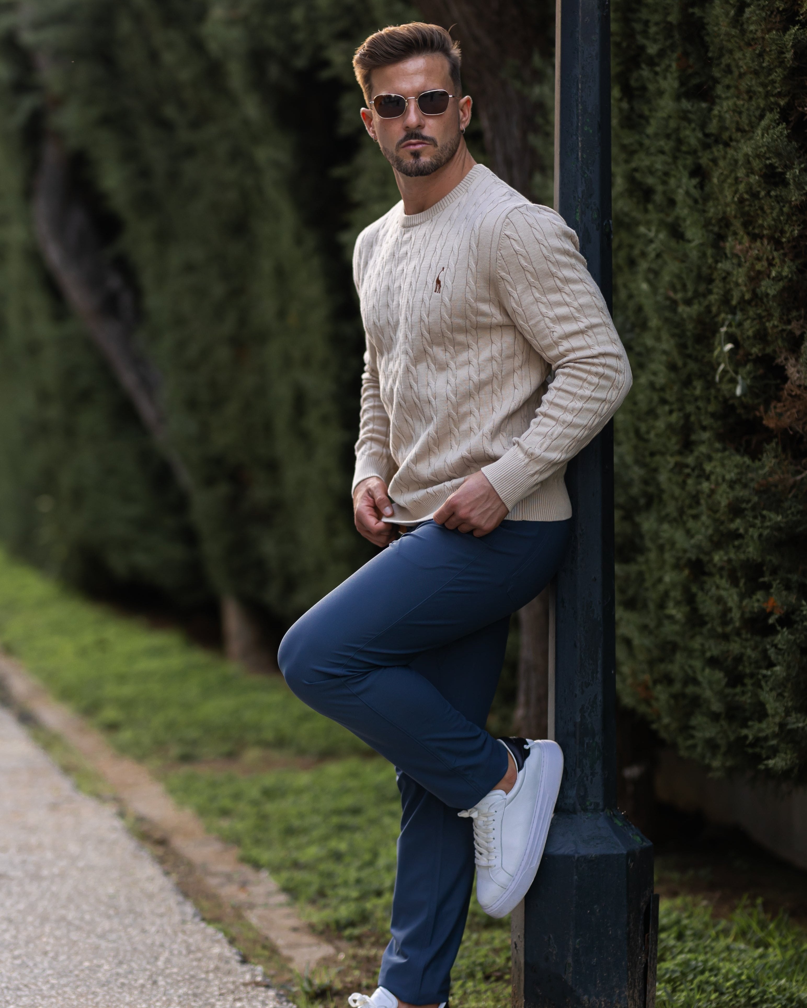 Men's Breathable Warm Cable Knit Sweater Casual Knitwear