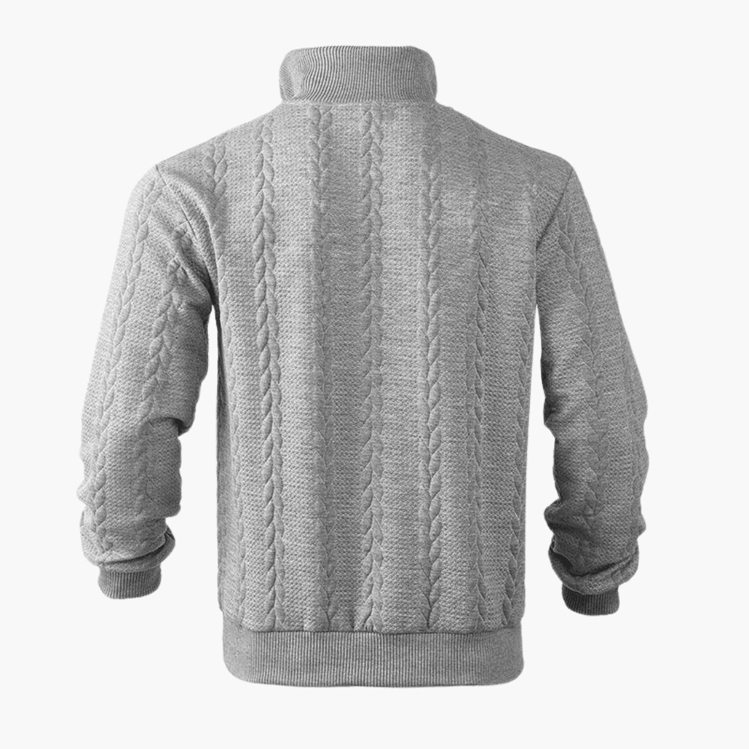Men's Cable Knit Troyer Sweater with Half-Zip Collar for Warmth and Comfort