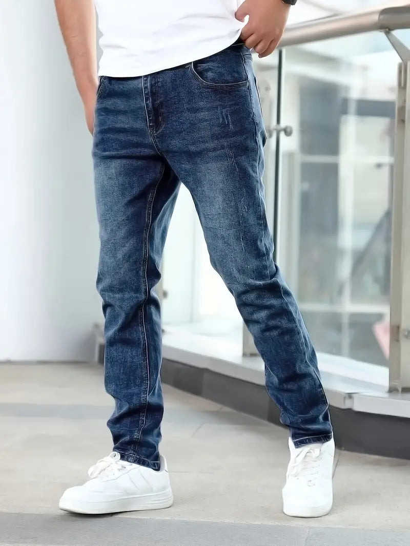 Men's Casual Denim Jeans with Pockets – Durable, Comfortable Relaxed Fit