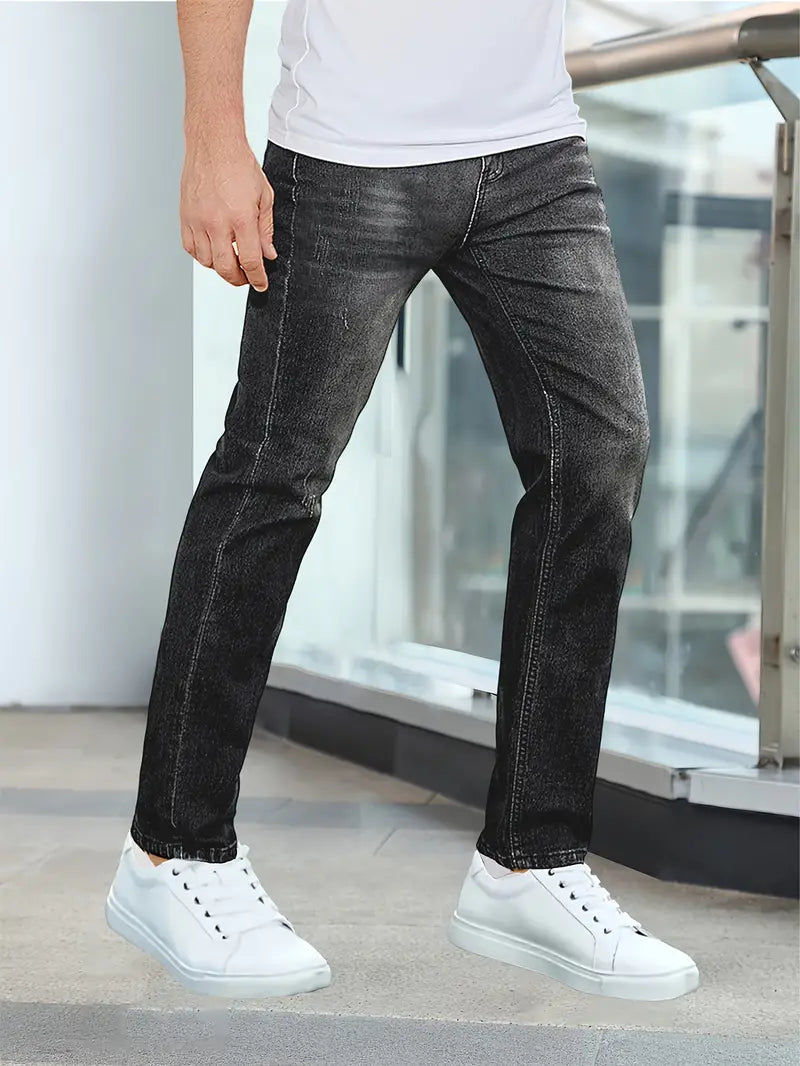 Men's Casual Denim Jeans with Pockets – Durable, Comfortable Relaxed Fit