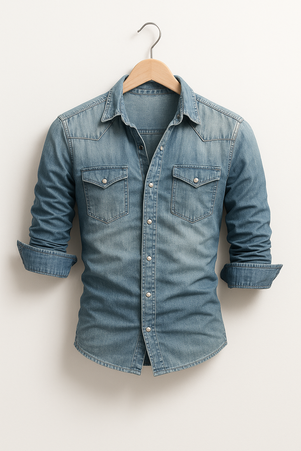 Men's Durable Casual Denim Shirt Versatile Layering Top