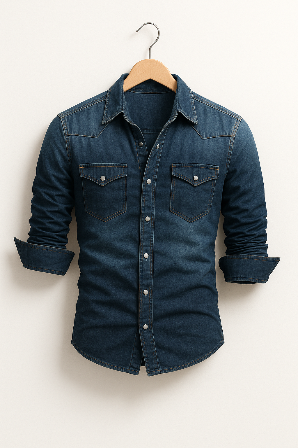 Men's Durable Casual Denim Shirt Versatile Layering Top