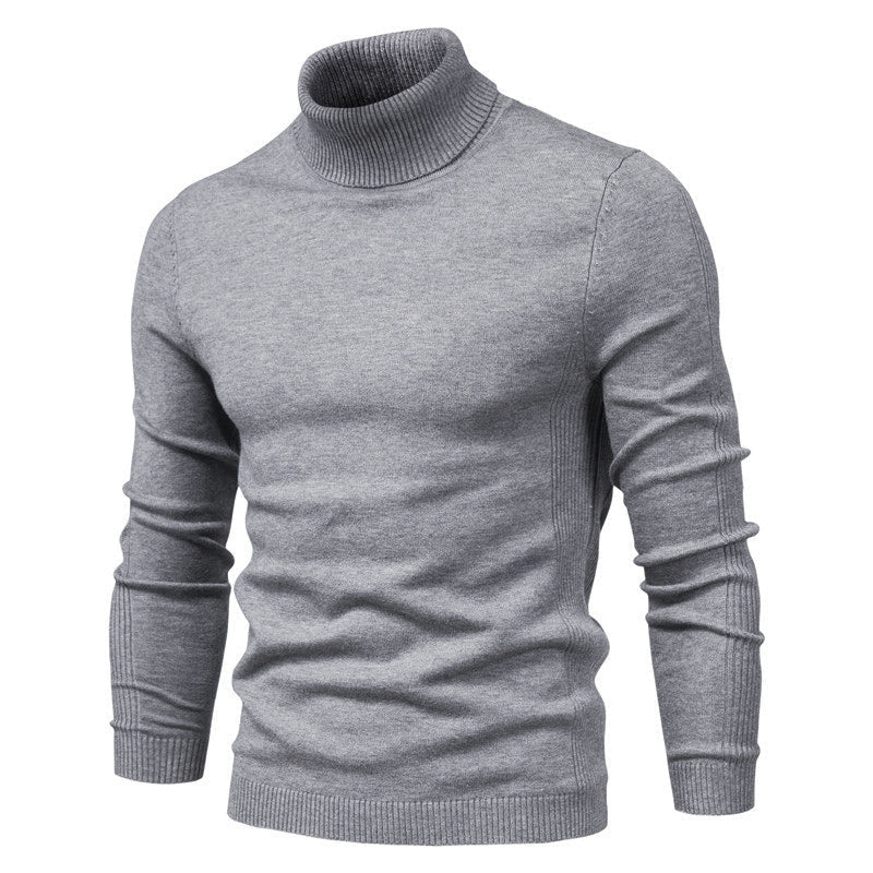 Men's cotton jumper with roll neck - knitwear