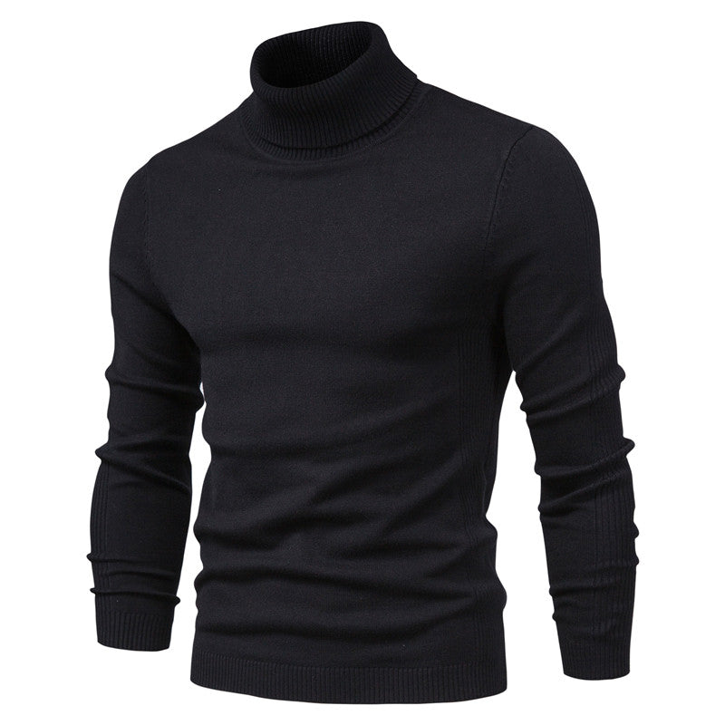 Men's cotton jumper with roll neck - knitwear