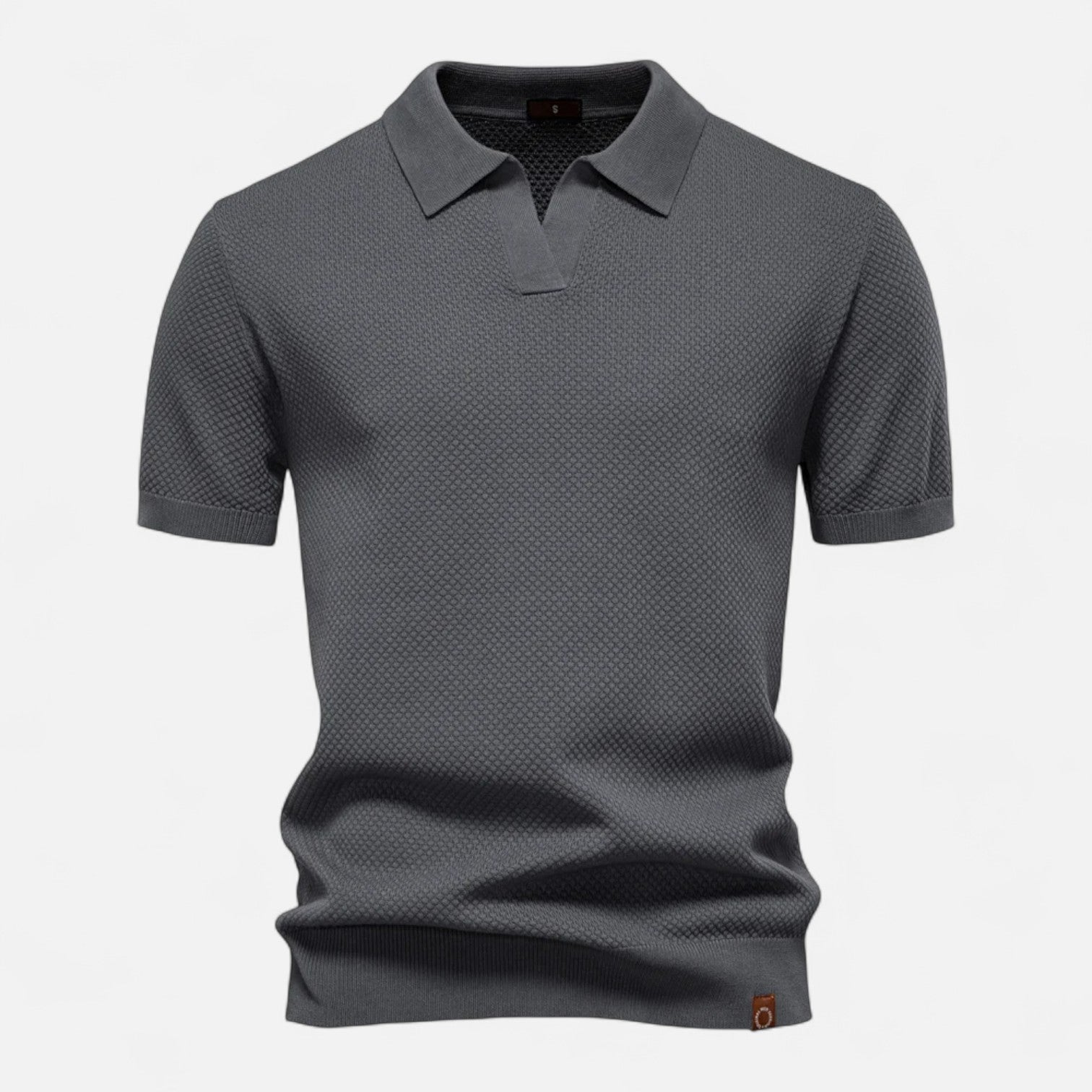 Breathable Knit Polo Shirt with Button Neck and Long Sleeves – Tailored Fit
