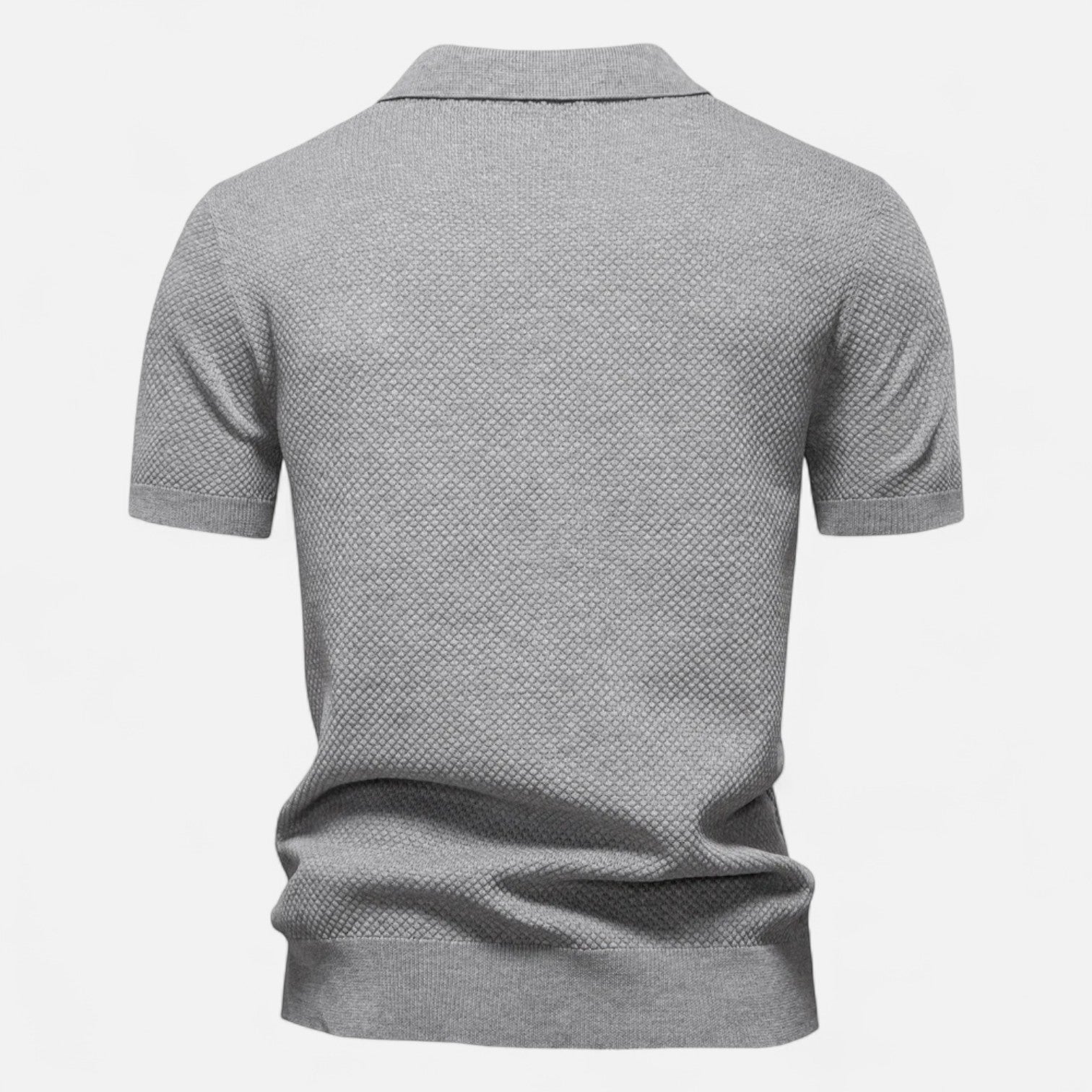 Breathable Knit Polo Shirt with Button Neck and Long Sleeves – Tailored Fit
