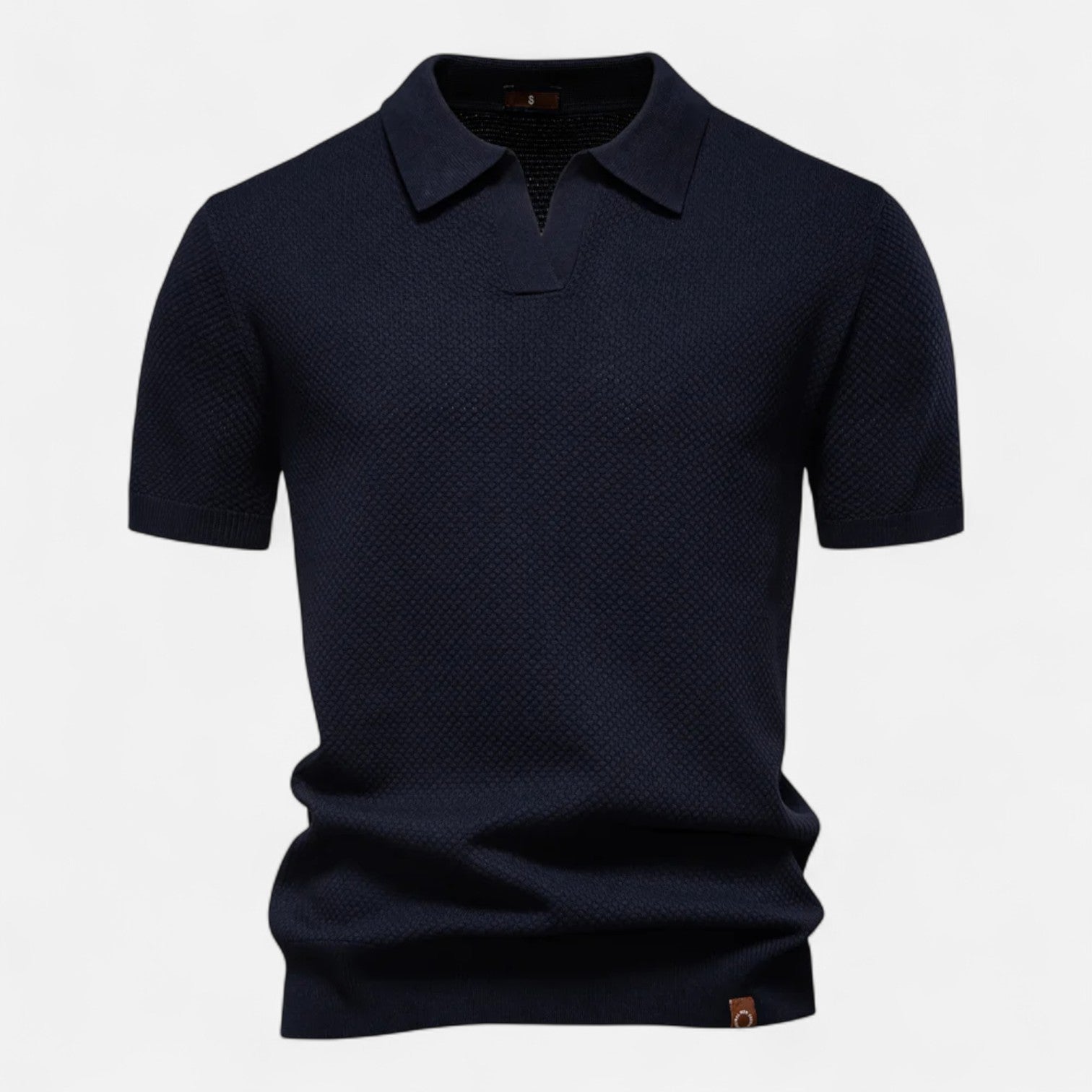 Breathable Knit Polo Shirt with Button Neck and Long Sleeves – Tailored Fit