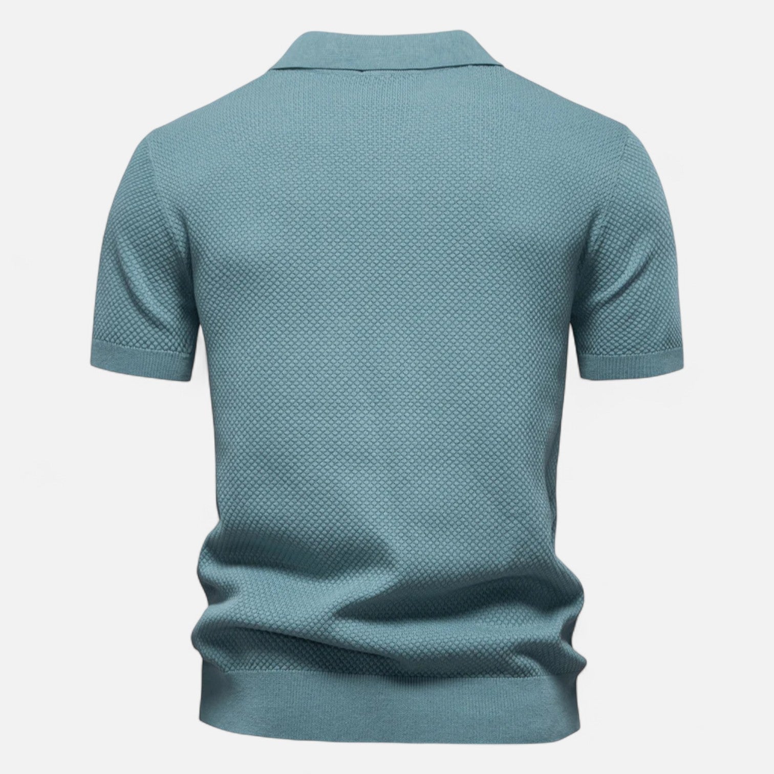 Breathable Knit Polo Shirt with Button Neck and Long Sleeves – Tailored Fit