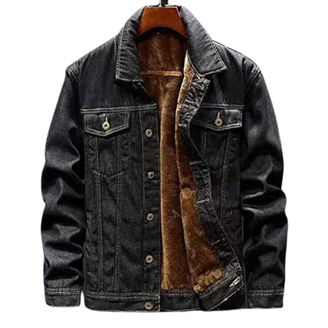 Men's Casual Denim Jacket for Spring and Autumn Outerwear, Relaxed Fit Durable Jacket