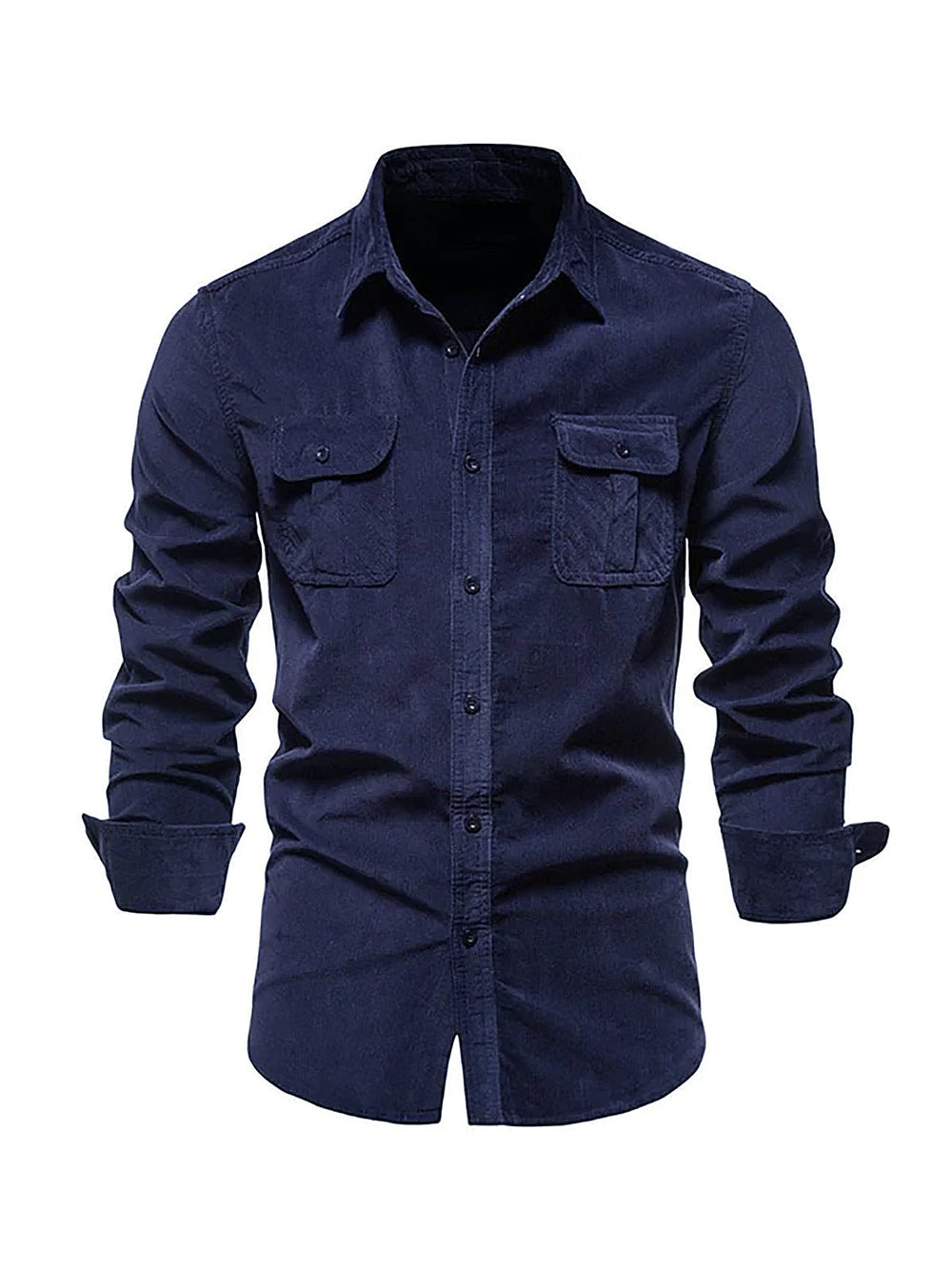 Cotton Blend Long Sleeve Shirt with Warm Feel and Straight Cut for Winter