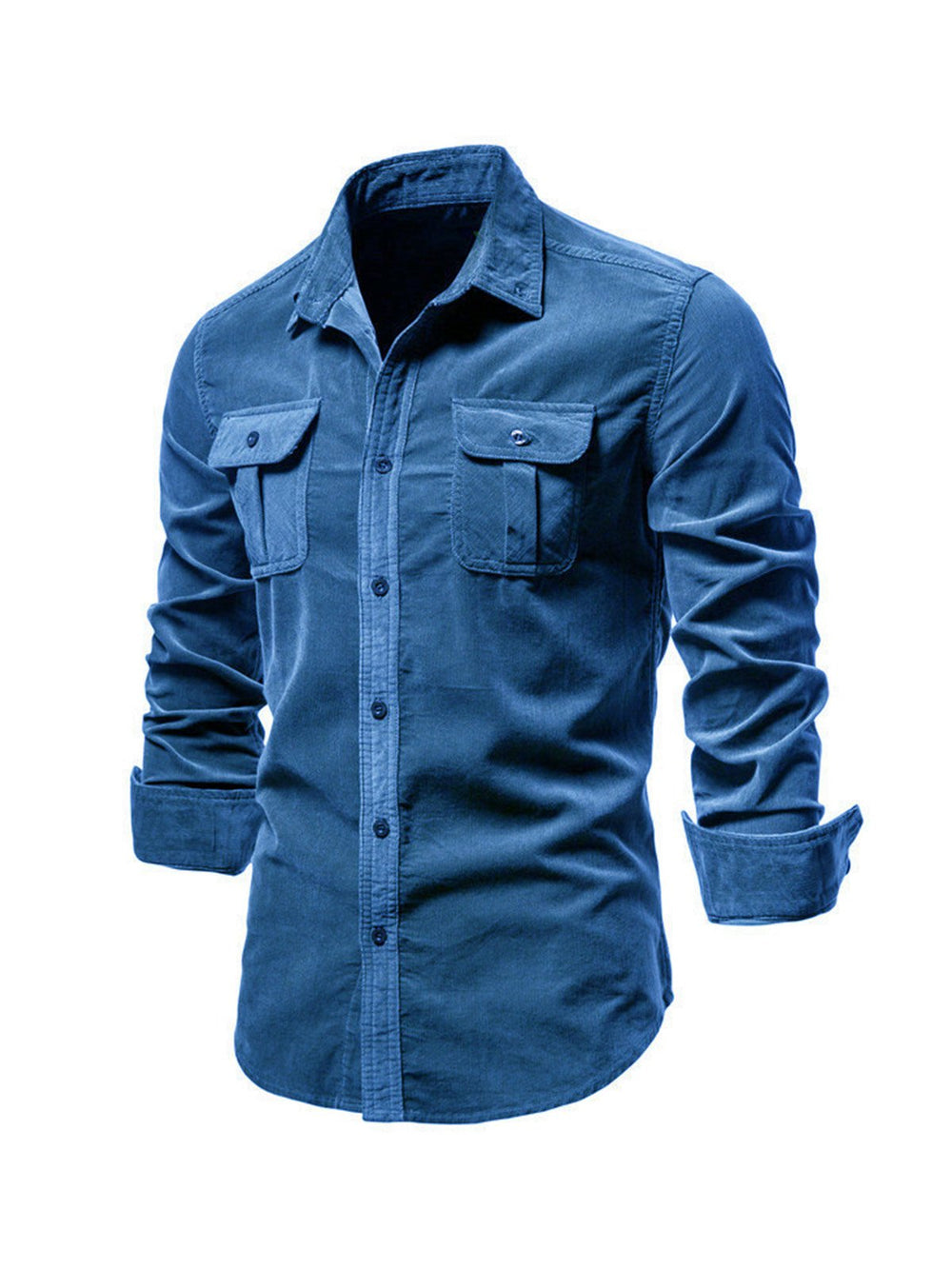 Cotton Blend Long Sleeve Shirt with Warm Feel and Straight Cut for Winter