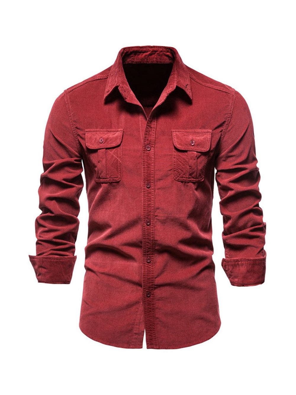 Cotton Blend Long Sleeve Shirt with Warm Feel and Straight Cut for Winter
