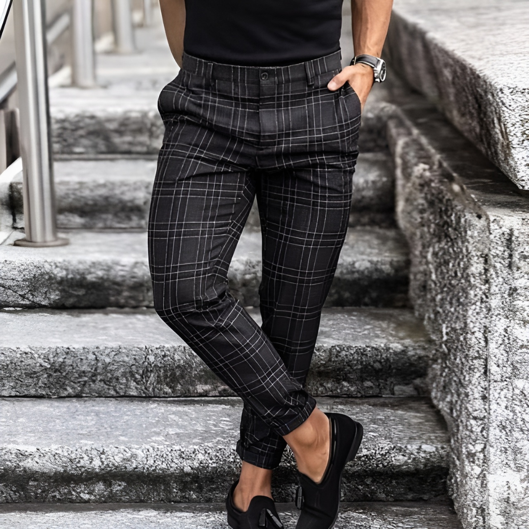 Men's slim fit trousers - checked