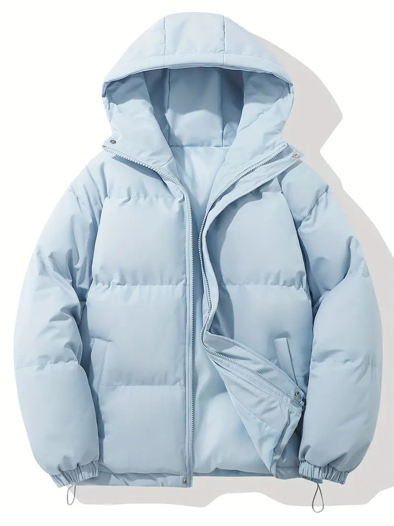 Men's hooded puffer jacket with down insulation