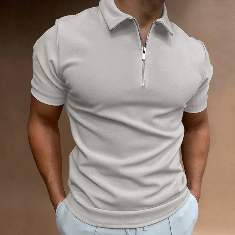 Men's Casual Zippered Polo Shirt for Everyday Wear and Fashion