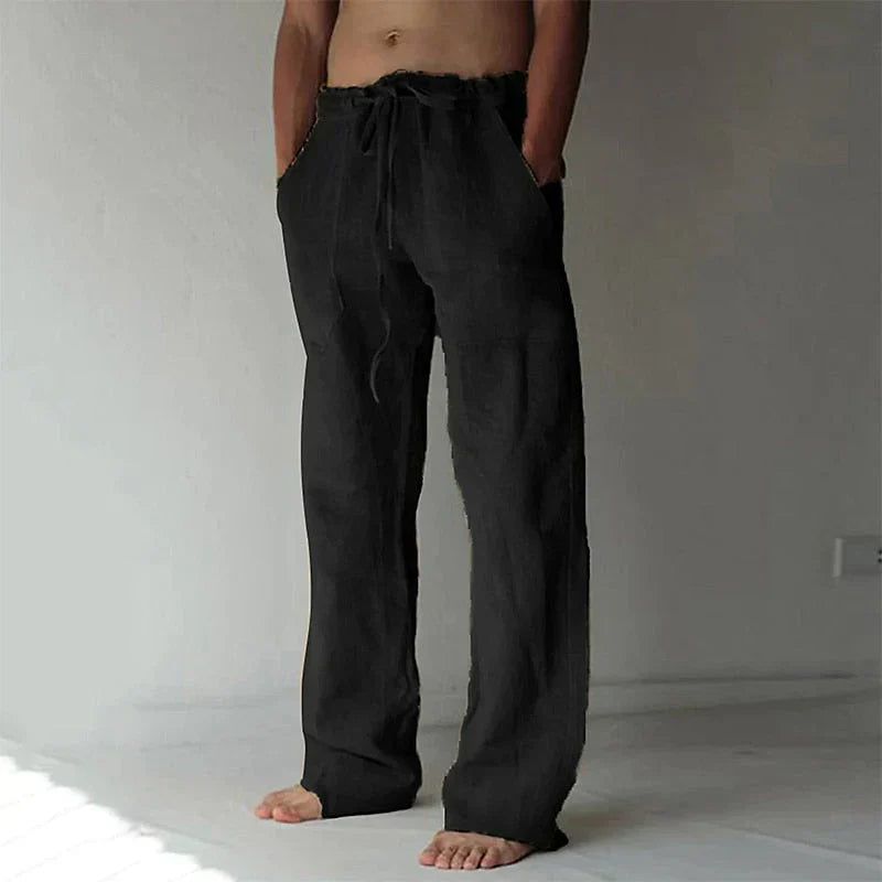 Men’s Lightweight Breathable Baggy Linen Summer Trousers Loose Fit