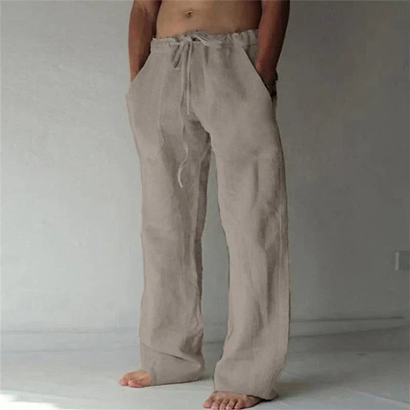 Men’s Lightweight Breathable Baggy Linen Summer Trousers Loose Fit
