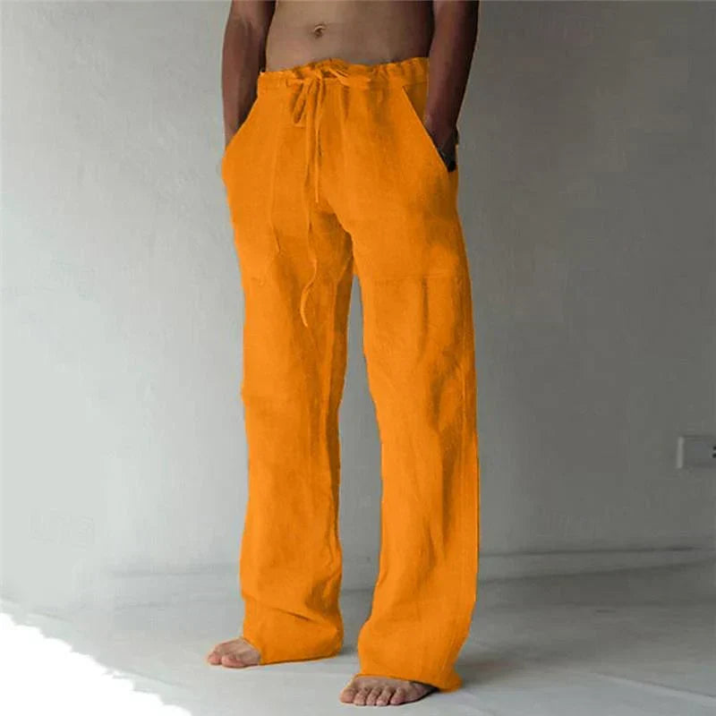 Men’s Lightweight Breathable Baggy Linen Summer Trousers Loose Fit