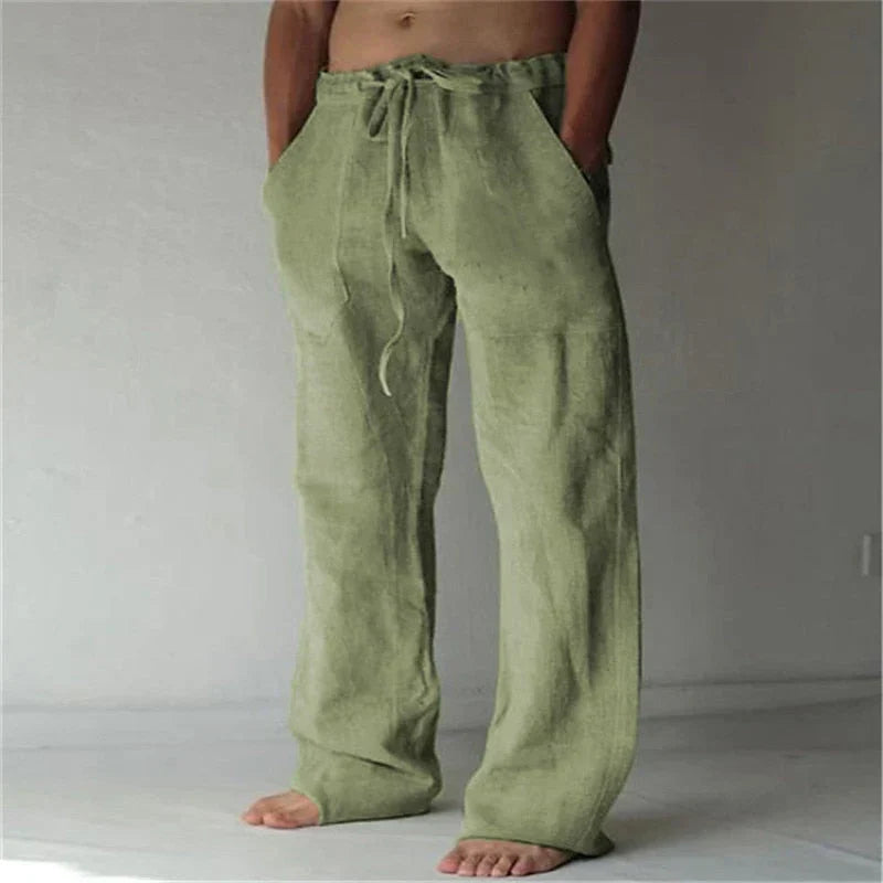 Men’s Lightweight Breathable Baggy Linen Summer Trousers Loose Fit