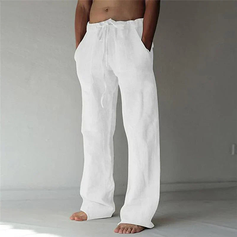 Men’s Lightweight Breathable Baggy Linen Summer Trousers Loose Fit