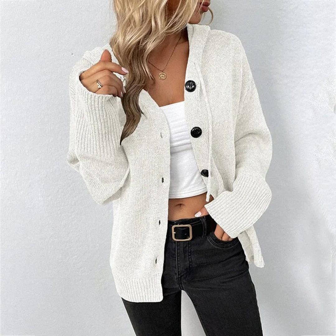 Women's wool cardigan - knitted with hood