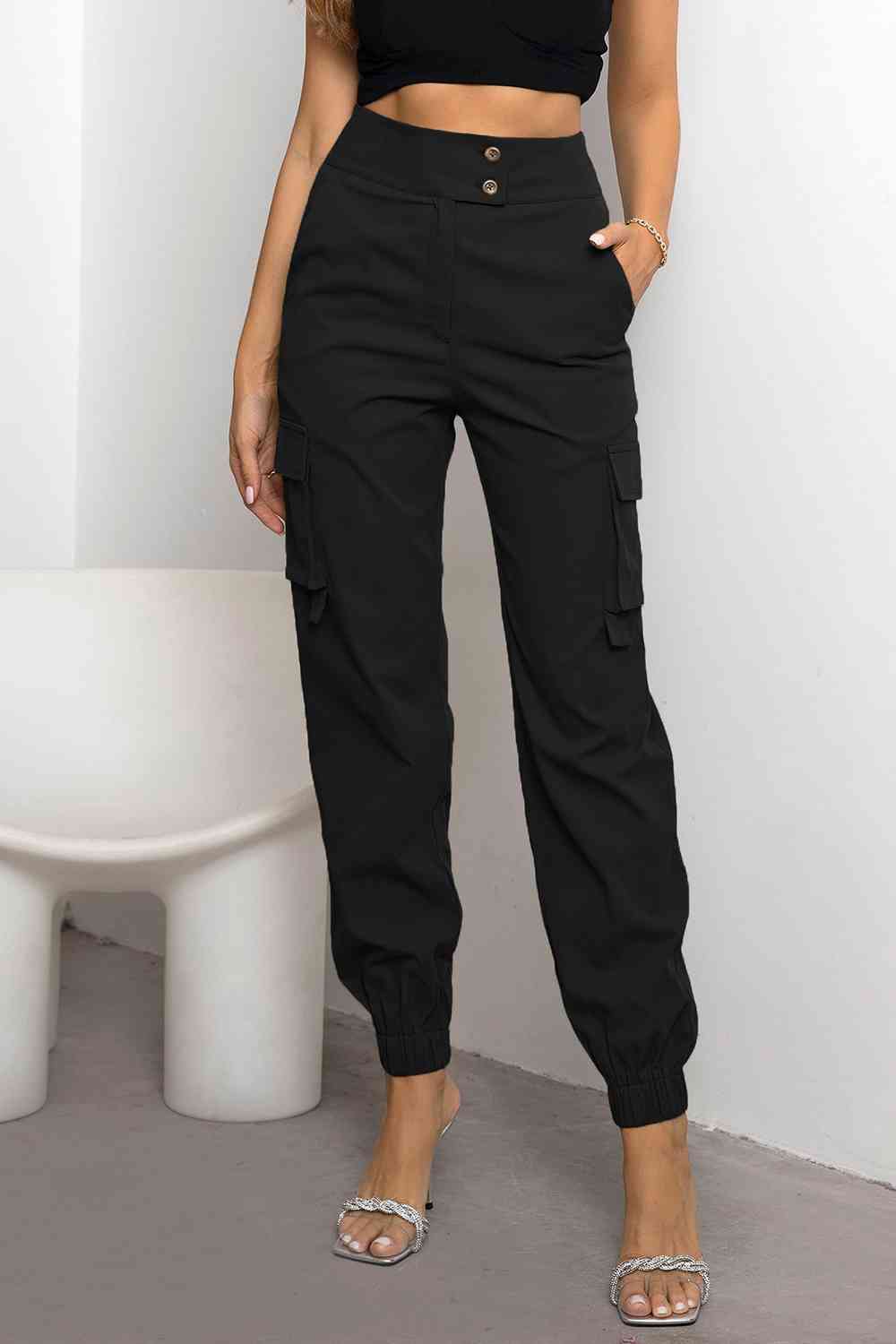 Women's cargo trousers - fabric blend