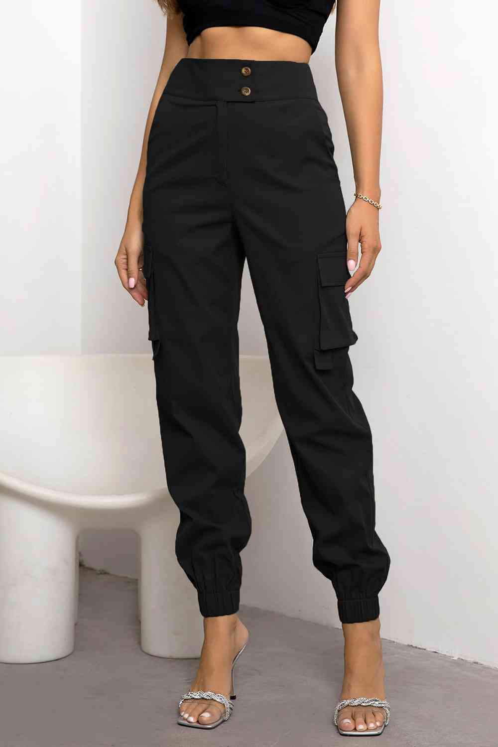Women's cargo trousers - fabric blend