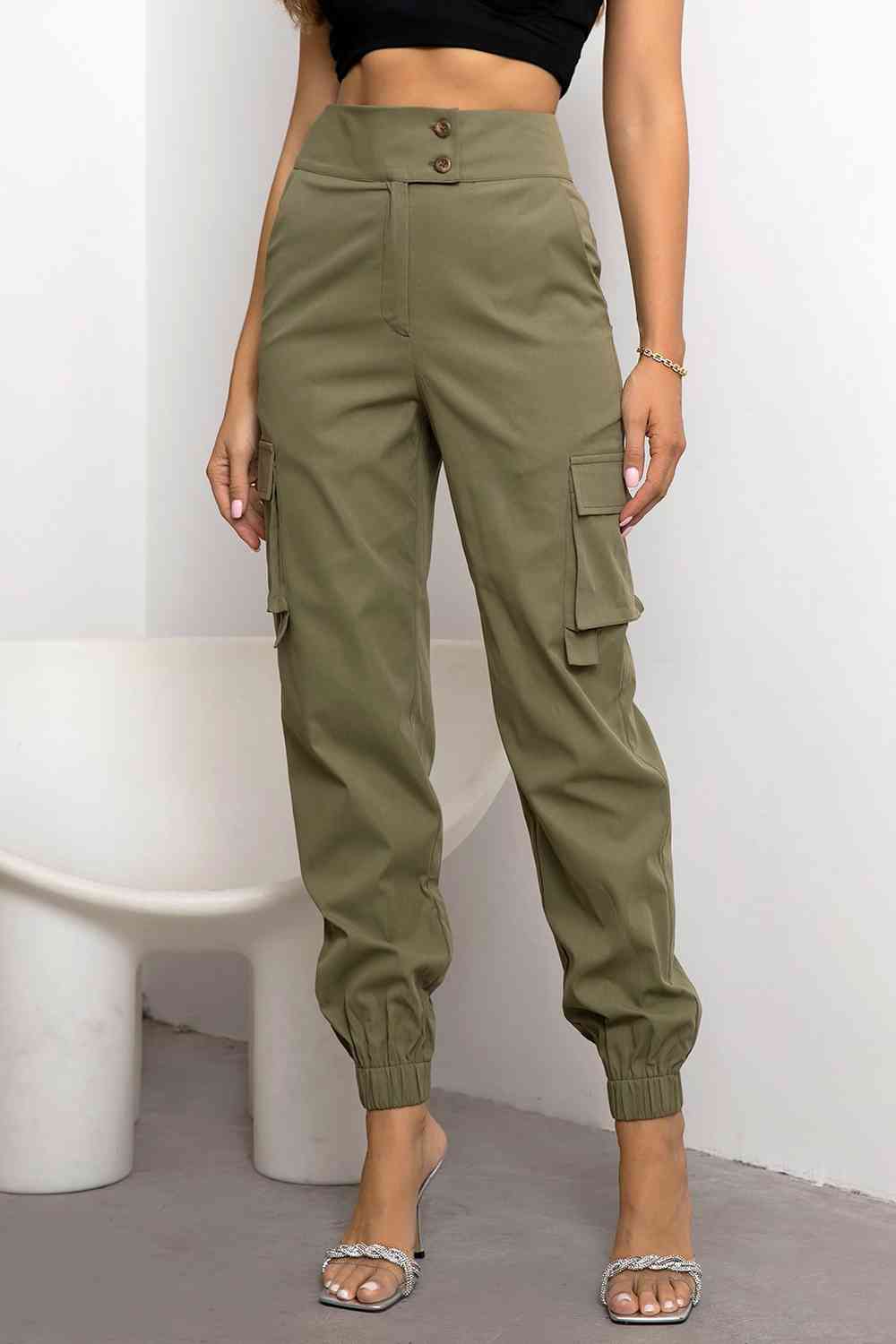 Women's cargo trousers - fabric blend