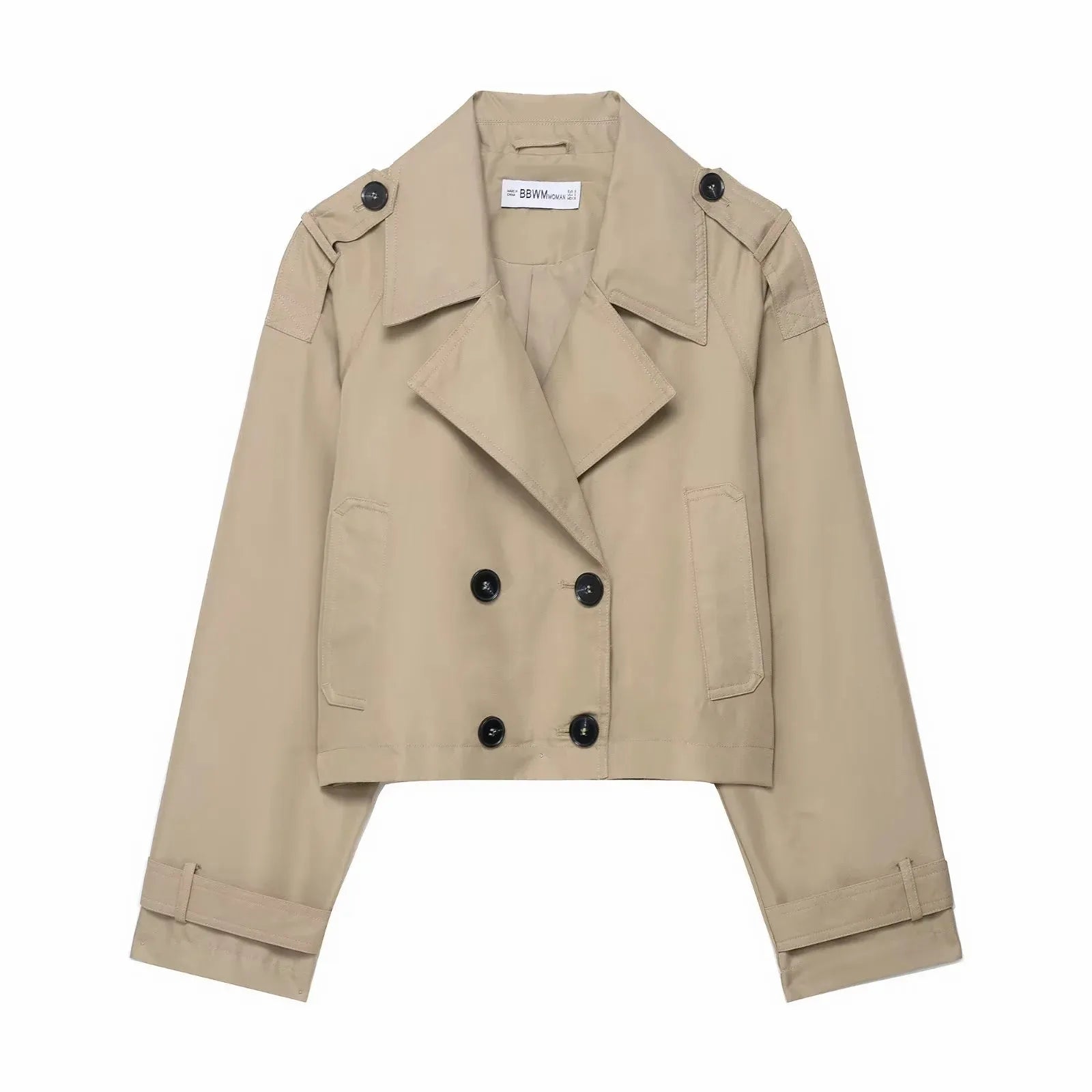 Women's double breasted trench coat with pockets – stylish autumn winter office jacket