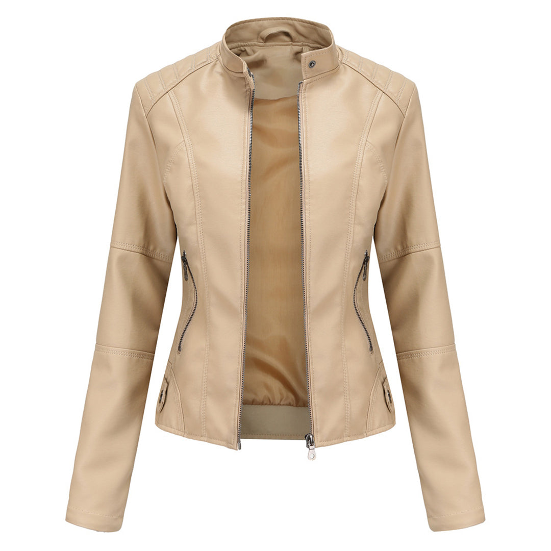 Women's leather biker jacket