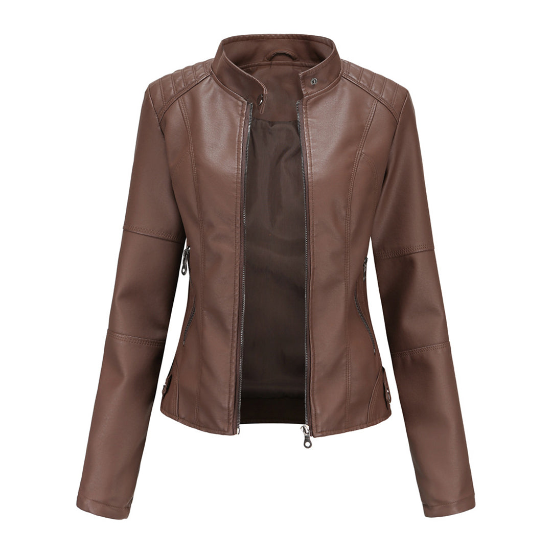 Women's leather biker jacket