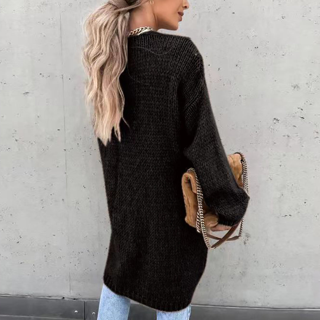 Women's long knitted cardigan