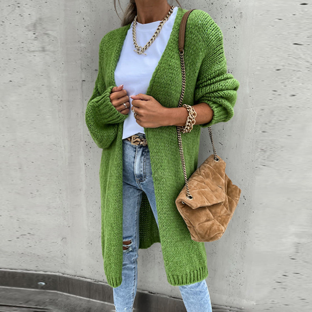 Women's long knitted cardigan
