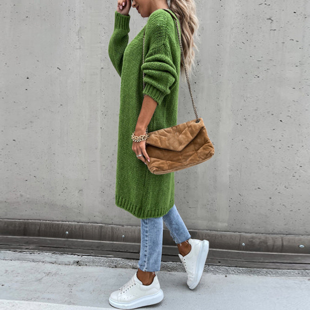 Women's long knitted cardigan