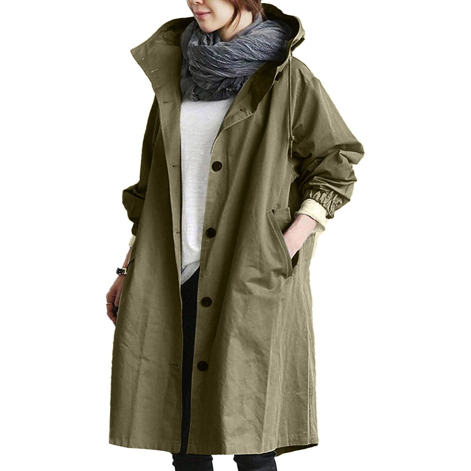 Women's long stylish waterproof jacket