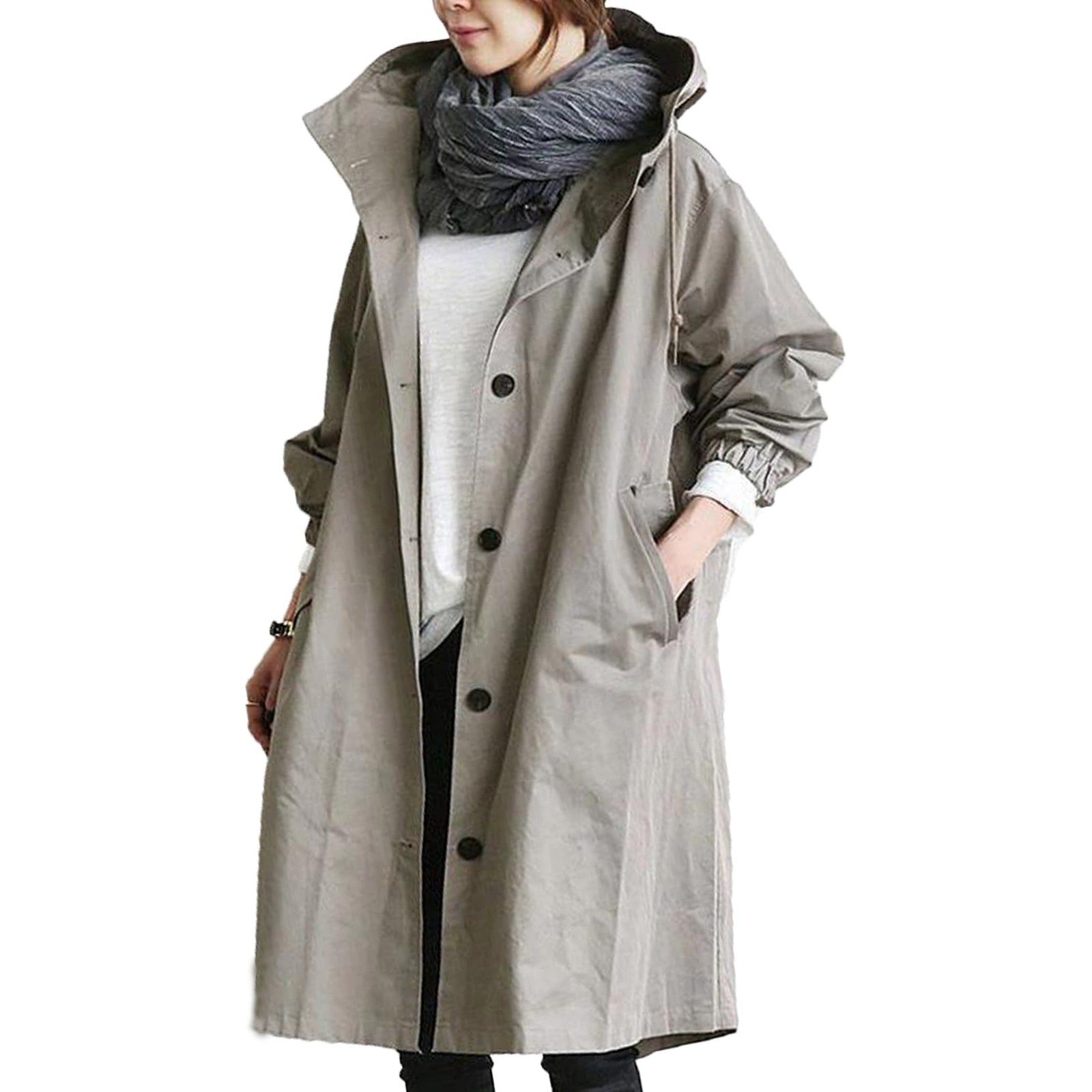 Women's long stylish waterproof jacket