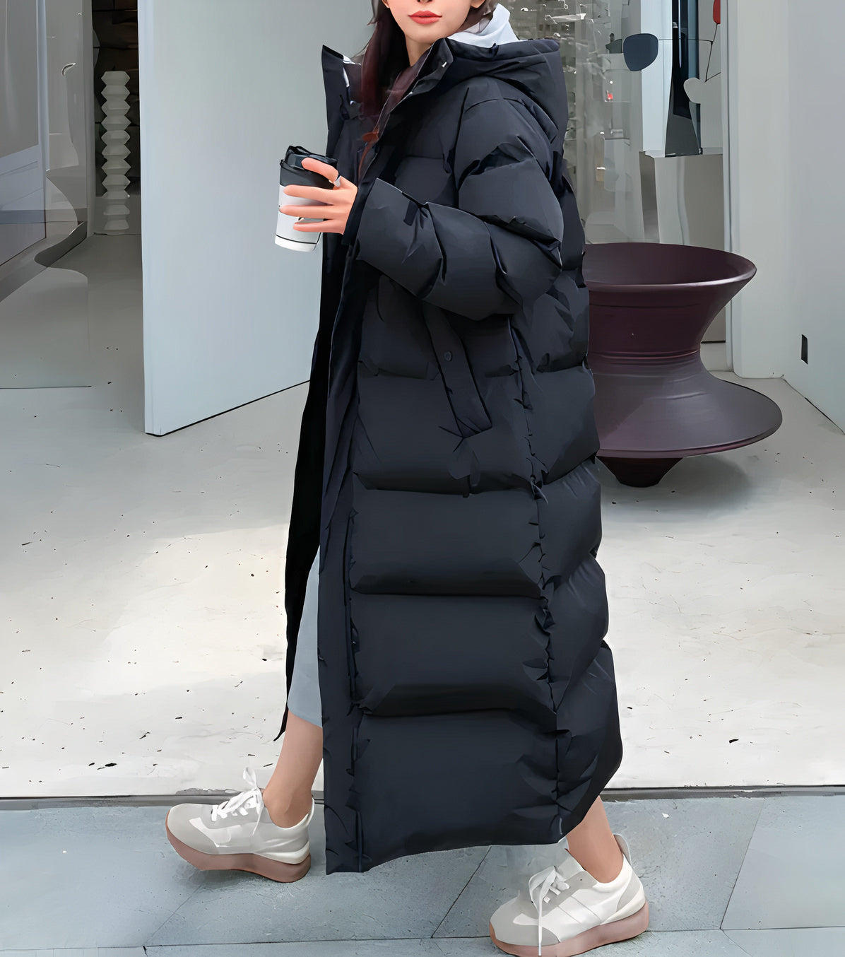 Women's long padded puffer jacket