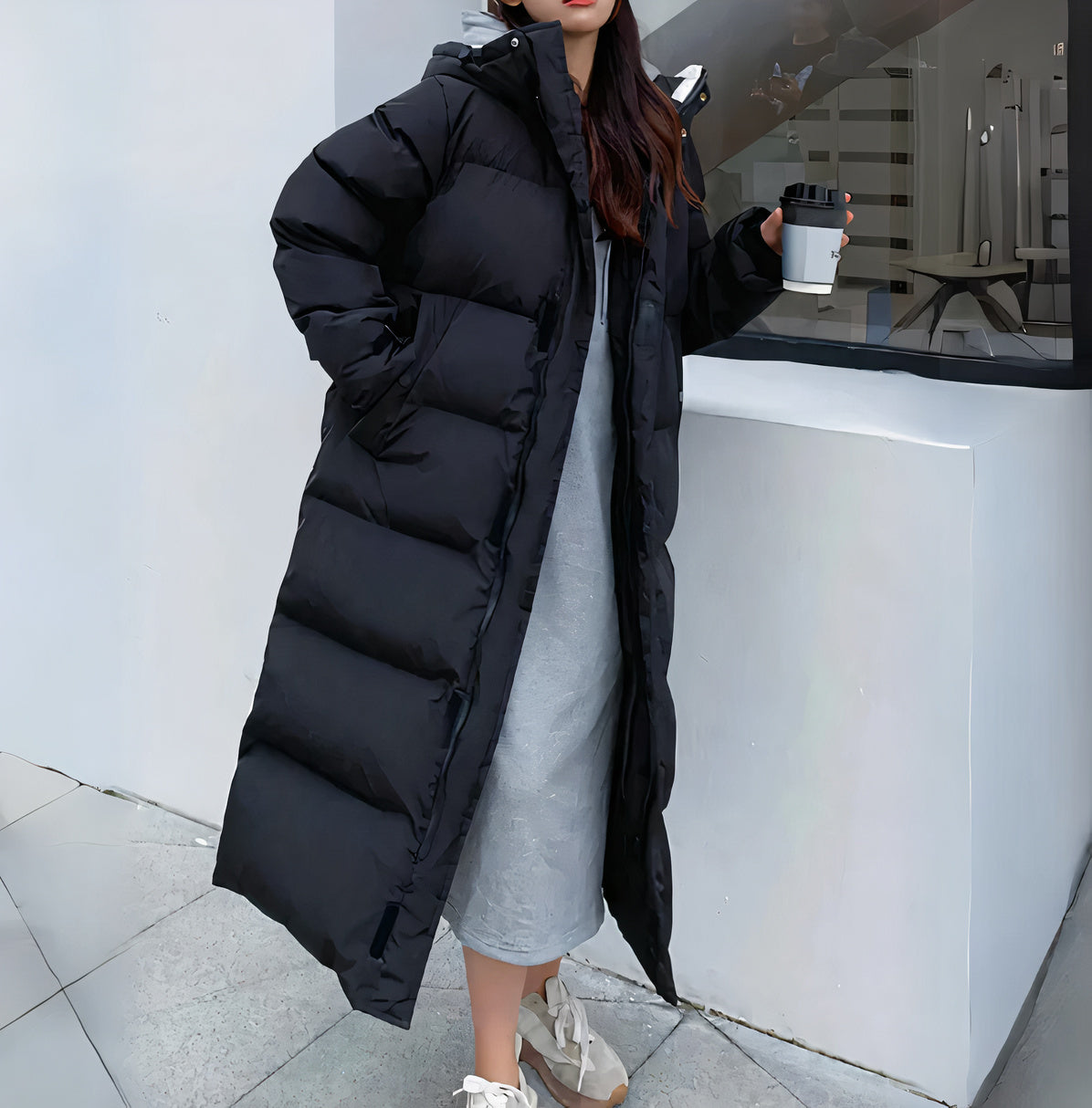 Women's long padded puffer jacket