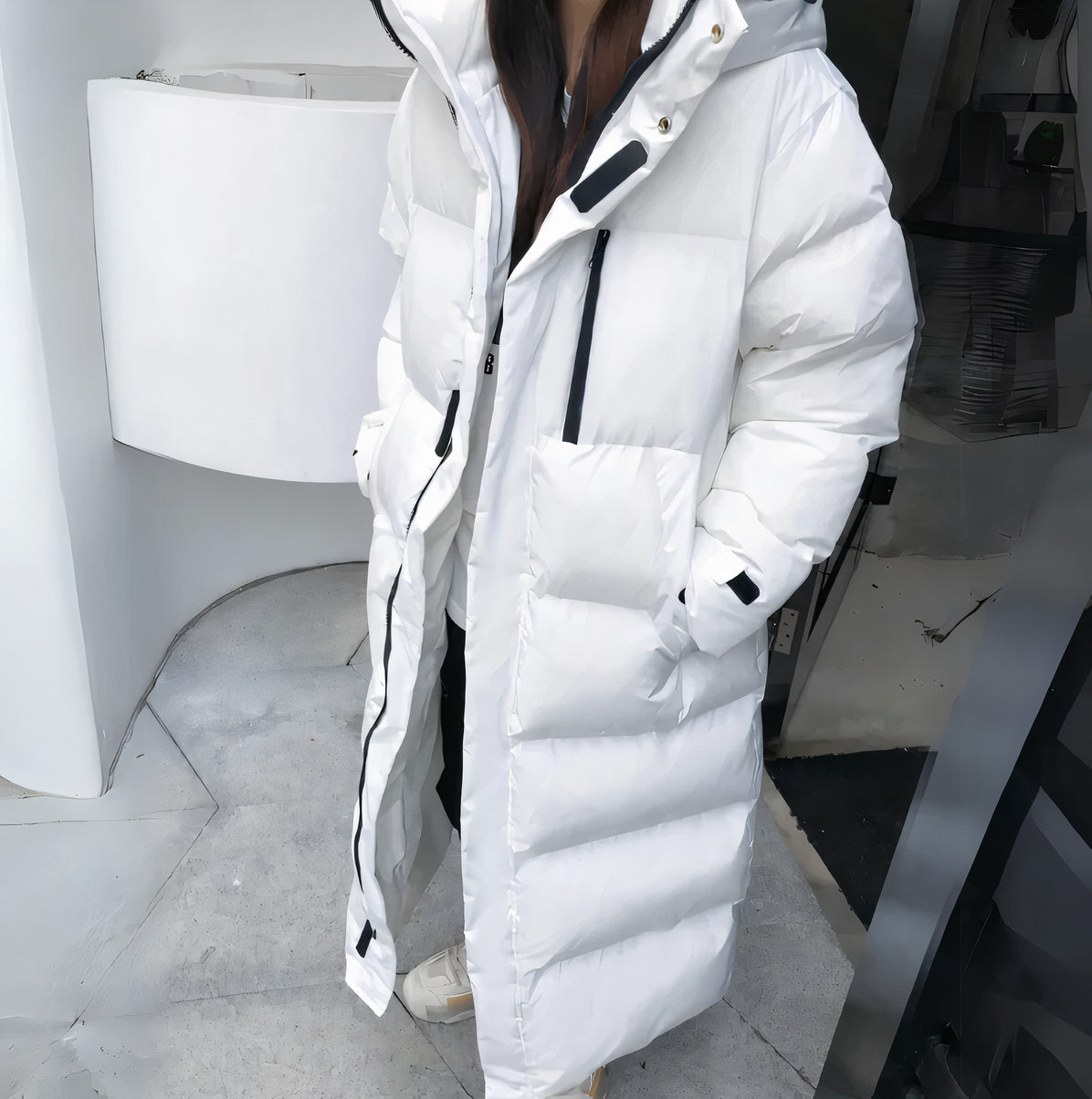 Women's long padded puffer jacket