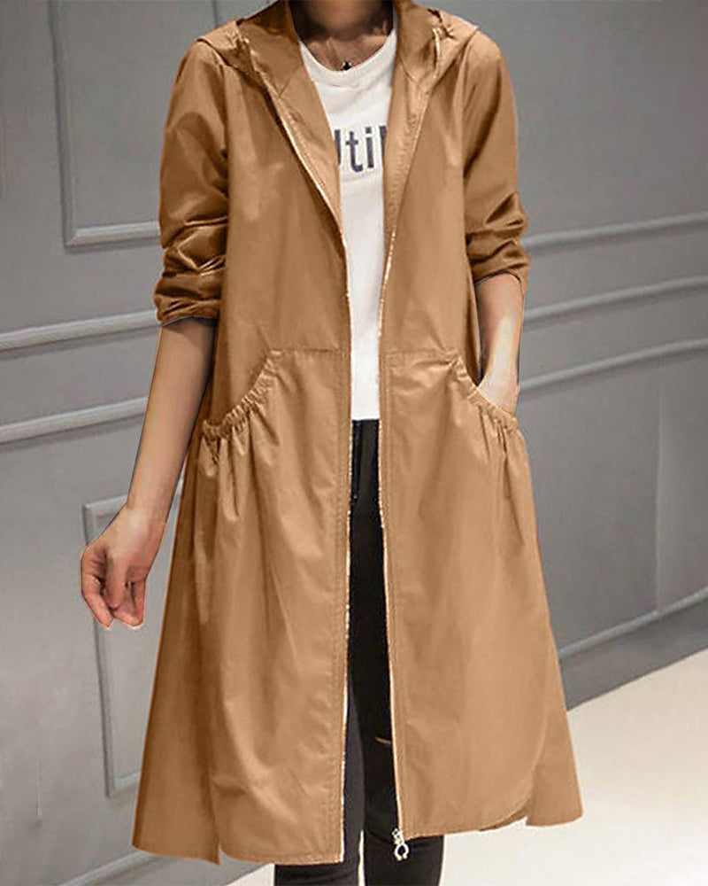 Women's long stylish waterproof jacket