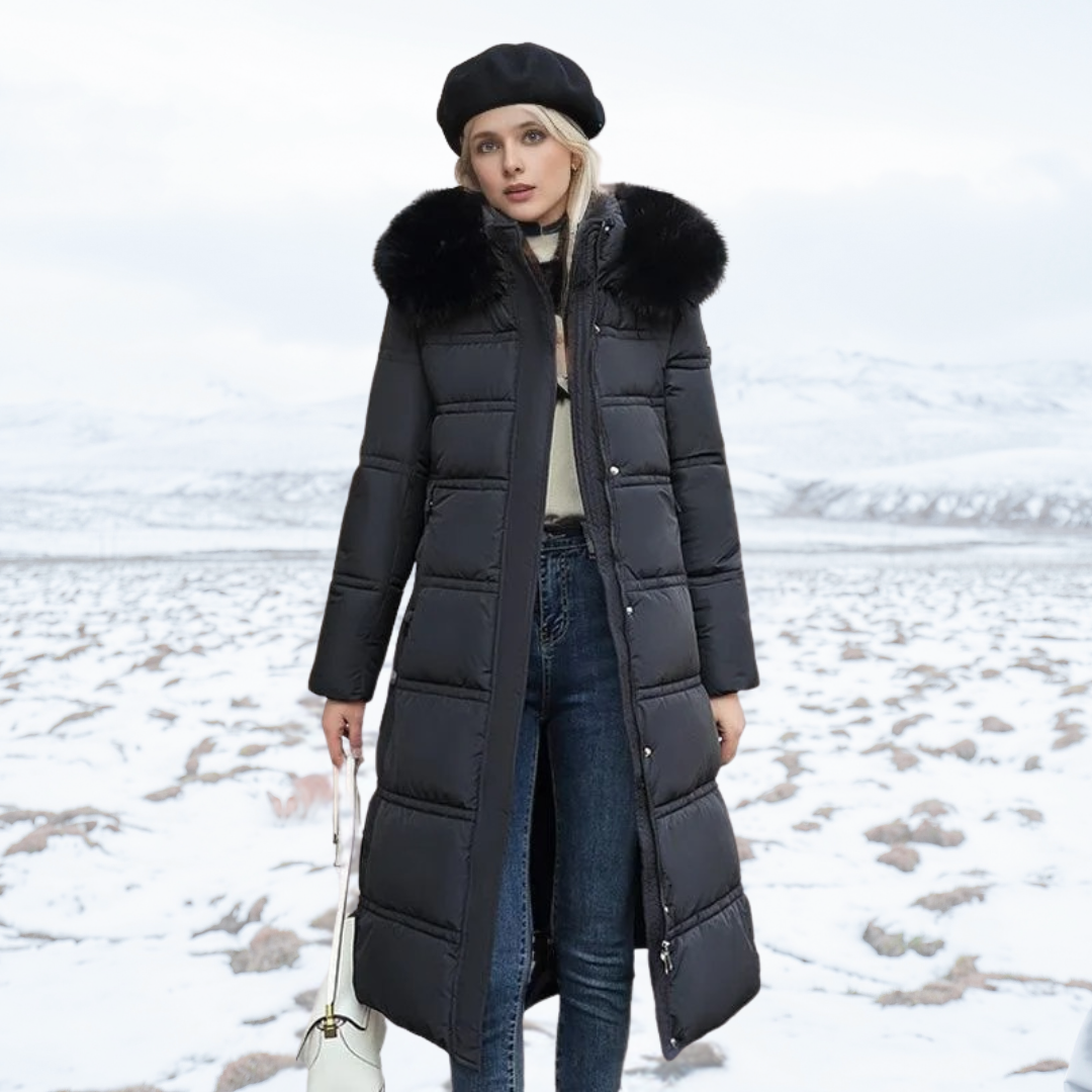 Women's padded warm parka with hood