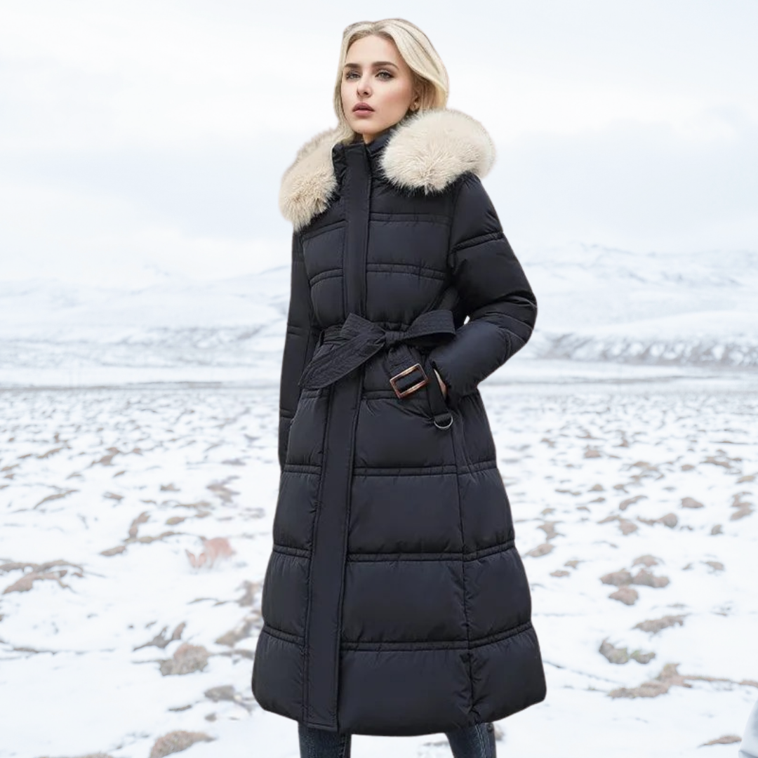 Women's padded warm parka with hood