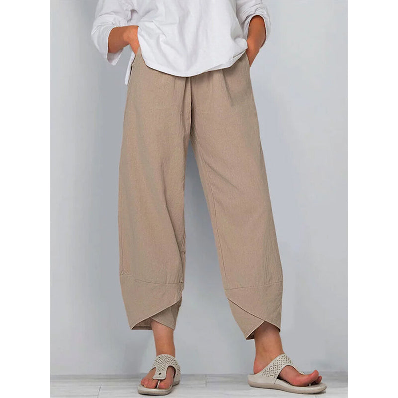 Women's cotton blend trousers
